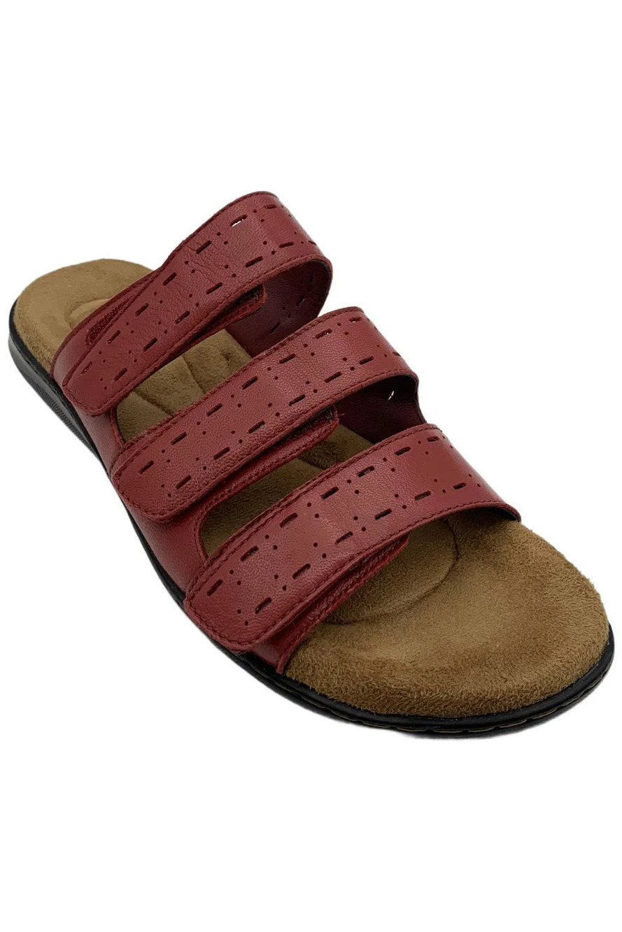 ARRAY Women's Boardwalk Slip-On Slide Leather Sandals Red - Medium